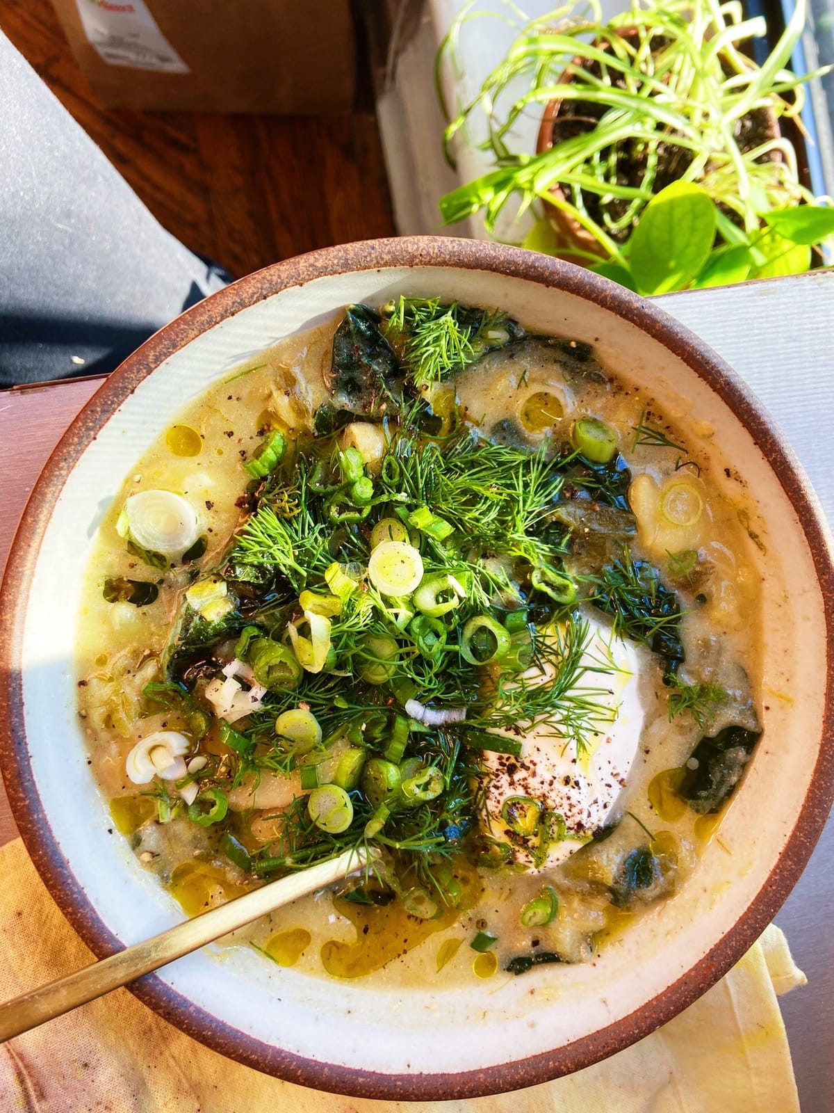 Creamy Potato Leek Soup with Lots of Dill