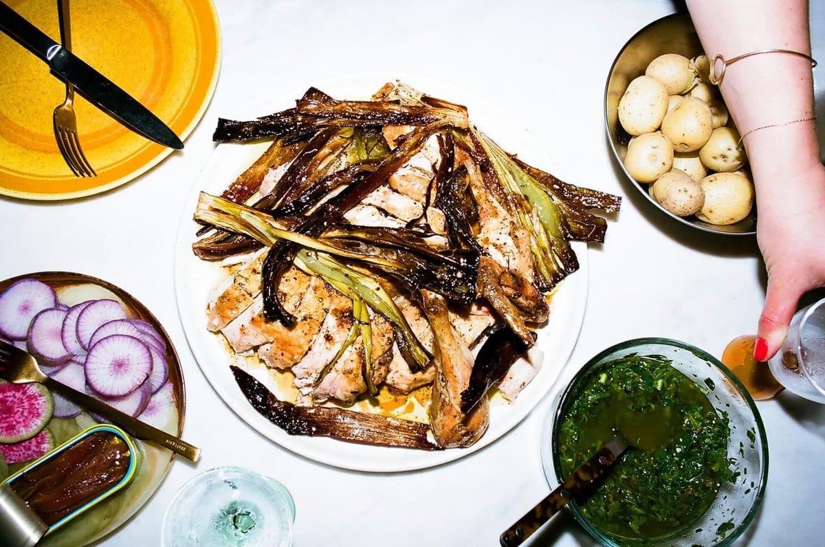 Spring Chicken with Crispy Leeks