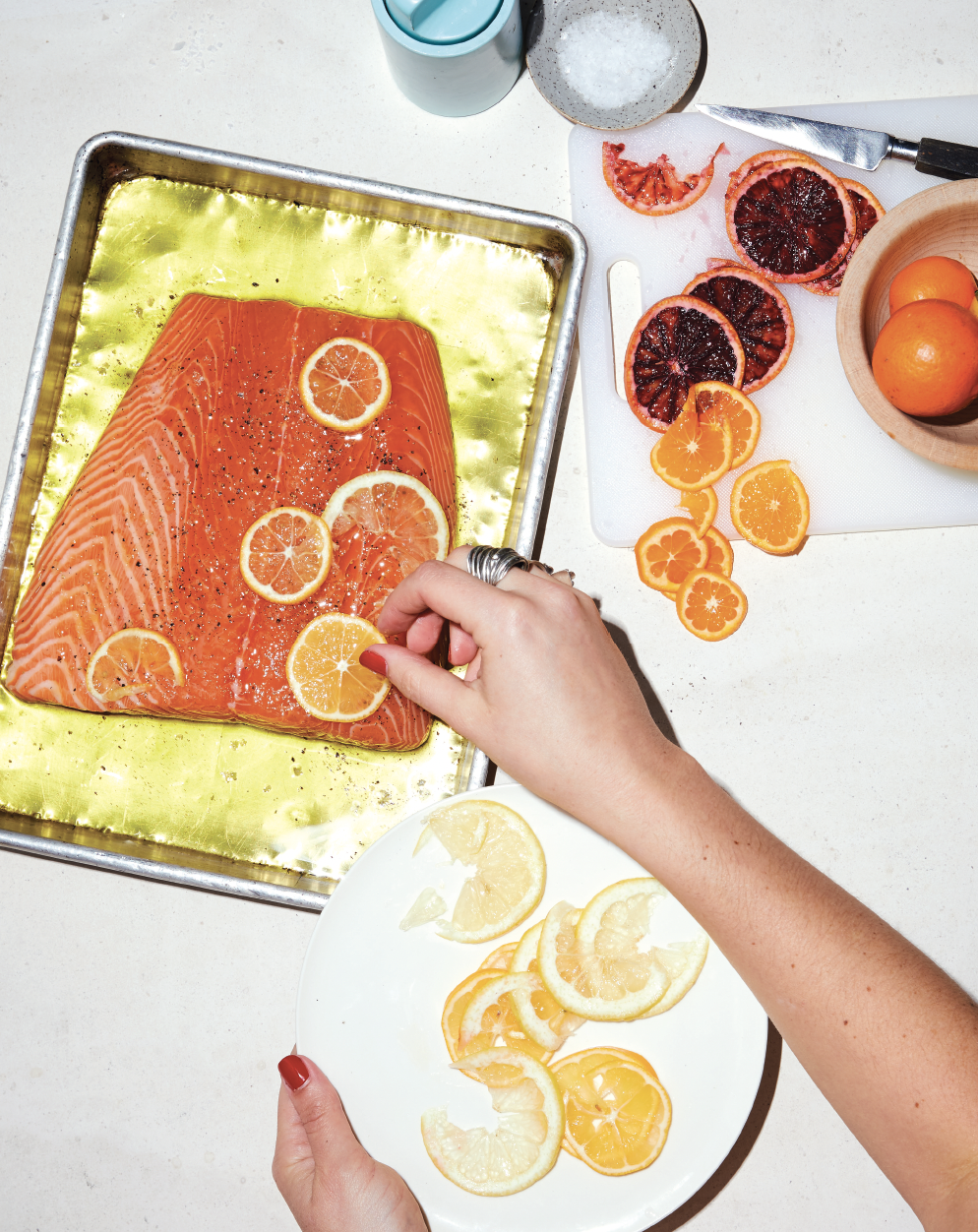 Slow Salmon with Citrus and Herb Salad