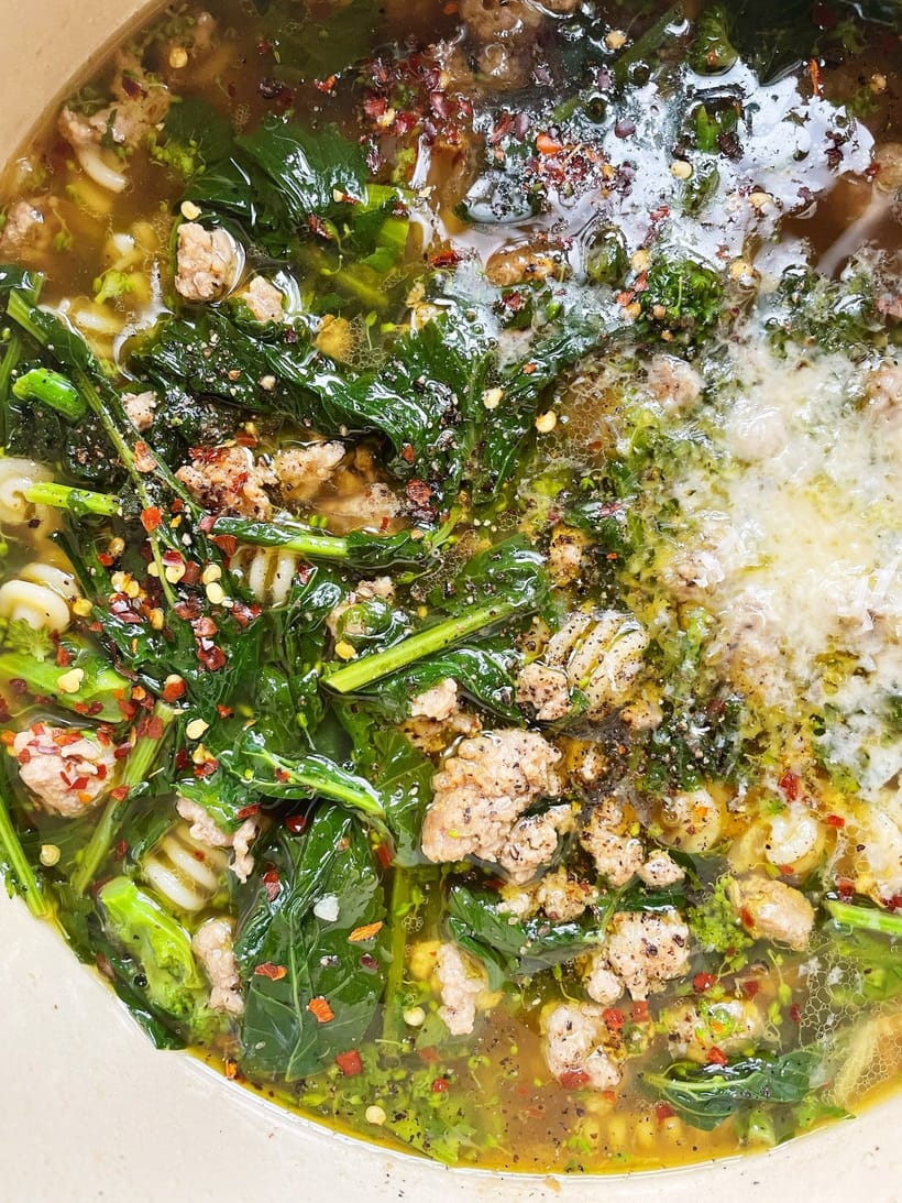 Pork Noodle Soup with Broccoli Rabe and Fennel