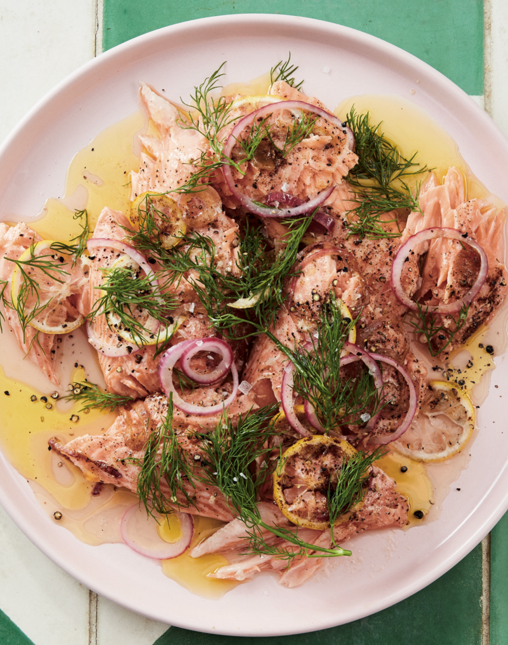 Buttered Salmon with Red Onion, Capers and Dill - Alison Roman